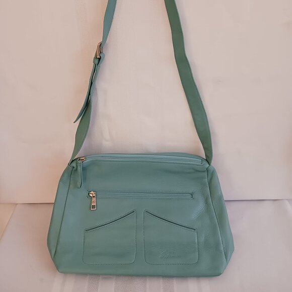 Stone Mountain Teal Leather Purse - Picture 1 of 10